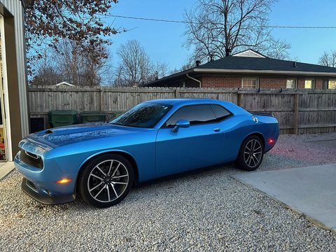 Blue sport coupe with tinted windows